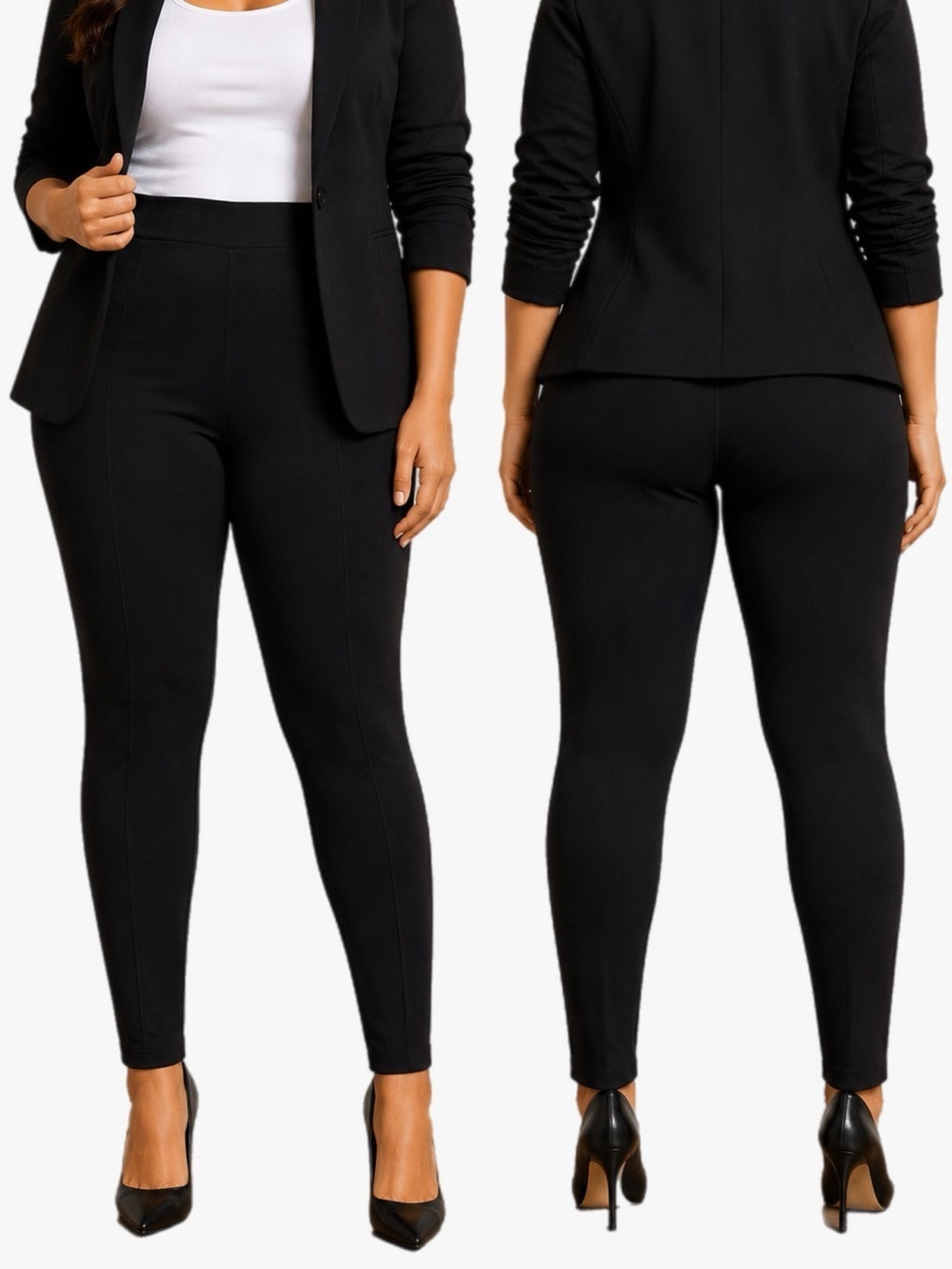 INC International Concepts Plus Size 14 Black Pull-On Stretch Ponte Legging